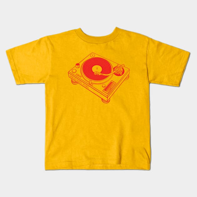 Turntable (Red Lines) Analog / Music Kids T-Shirt by Analog Digital Visuals